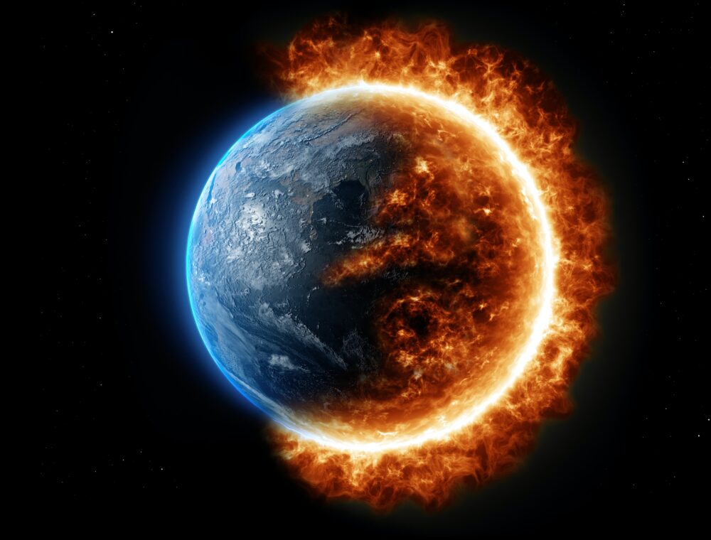 燃えるる地球の映像